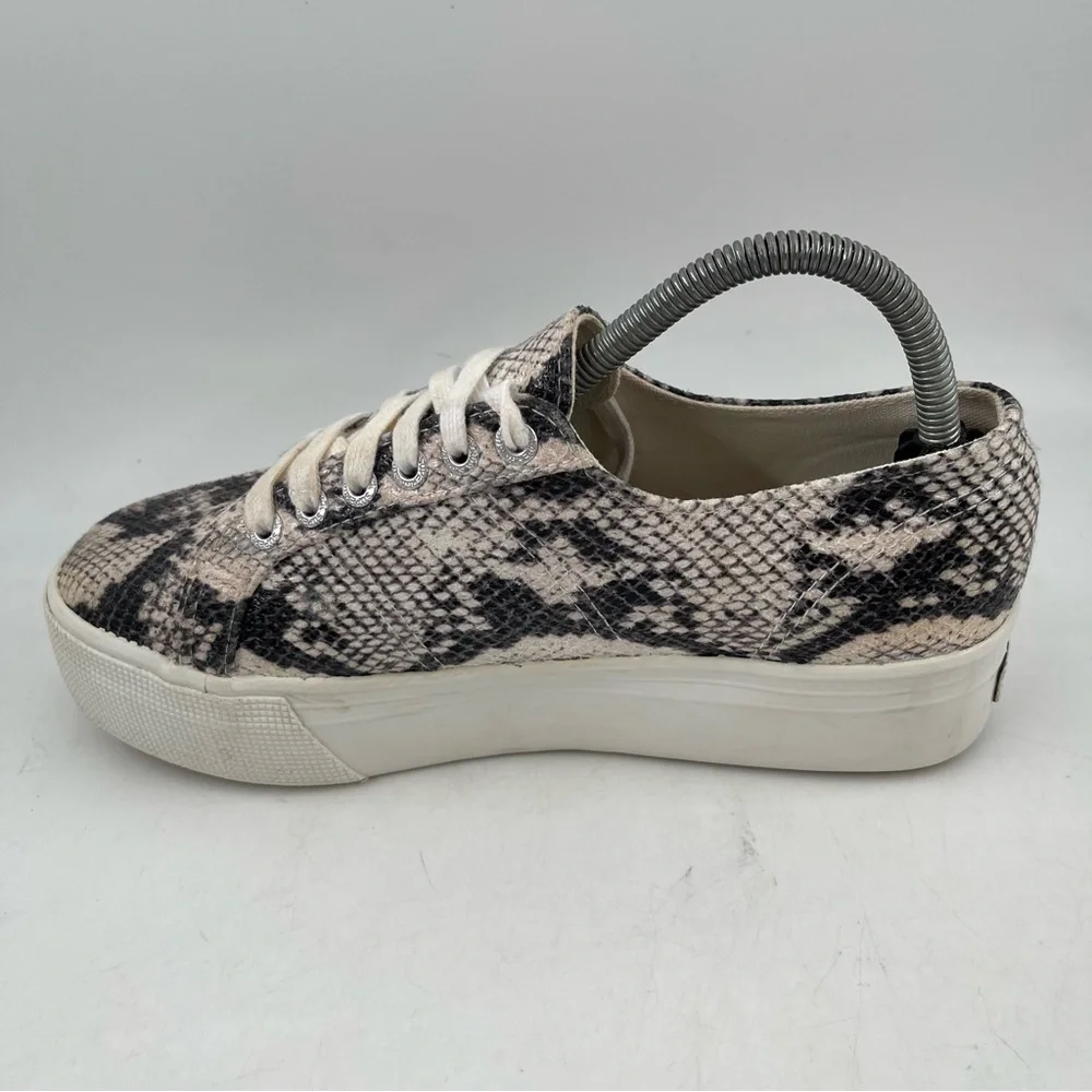 Superga Women’s 2790- Size 8.5 -Platform Snakeprint Lace-Up Fabric Sneaker Shoes